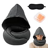 Focenat Nackenkissen Flugzeug mit Kapuze, Reisekissen Flugzeug mit...