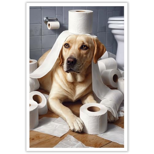 Labrador Retriever Creative Bathroom Decor Painting Fun Waterproof Toilet Art