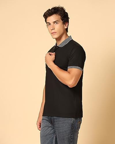 Image of INKKR Men's Solid Polo Collared Neck T-Shirt Combo (Black,L.Blue)-XXL
