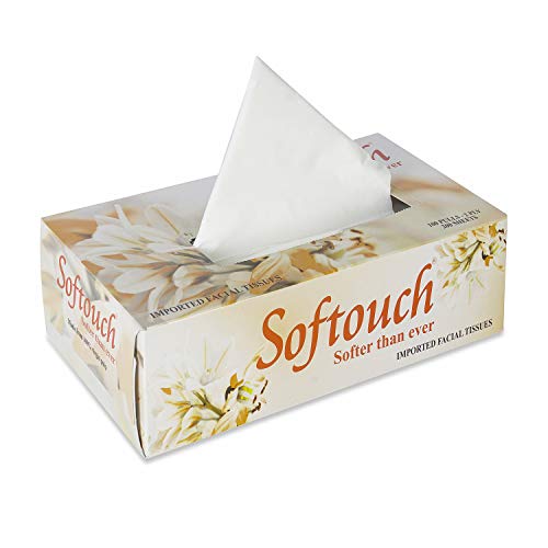 Image of Softouch 2 Ply Face Tissue-100 Pulls Each Box (200 Sheets) Pack of 5-500-1000 & Softouch 2X French Perfume Fabric Conditioner - 800ml + 200ml