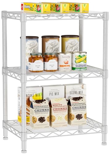 3 Tier Adjustable Storage Shelves Heavy Duty Metal Utility Shelf Wire Shelving Unit Organizer Rack for Home Kitchen Office Bathroom Pantry Room 12" D x 18" W x 30" H