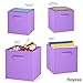 Royexe Set of 8 Foldable Fabric Storage Cube Bins | Collapsible Cloth Organizer Baskets Containers | Folding Nursery Closet Drawer | Features Dual Handles | Beautiful Colors Available (Purple)