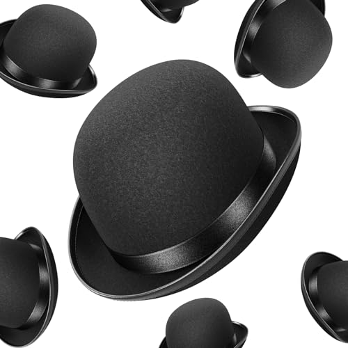 WELLGRO Hut Melone schwarz für Erwachsene, Bowler mit Satinband, 30,5 x 24 x 13 cm (LxBxH)
