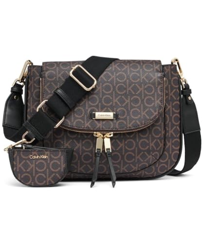 Calvin Klein Zulle Flap Organizational Messenger, Brown/Khaki/Black, One Size - image 1