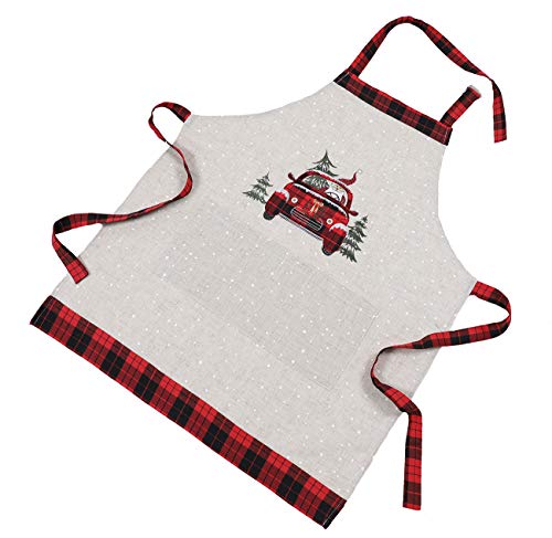 Santa Claus Riding On Car Kids Apron, 22"x16", Natural/Red - Image 3