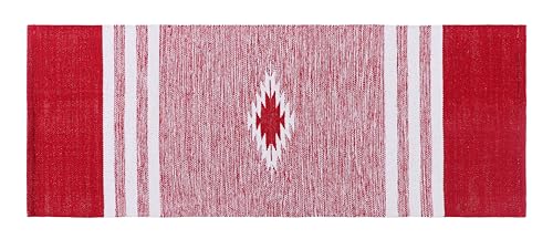 Image of Hand Woven 100% Natural Cotton Designer Rug|Kitchen Runner|Bedside Runner|Kitchen Mat|Carpet|Multiple uses for Balcony,Living Room,Bedroom,Size-22x60 Inches, (Red)