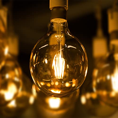 Vintage Edison LED Light Bulb 6W G80 Globe LED Filament Bulb B22 Bayonet Cap Edison Retro Style LED Decorative Light Bulb Warm White 2800K, 2-Pack - Image 6