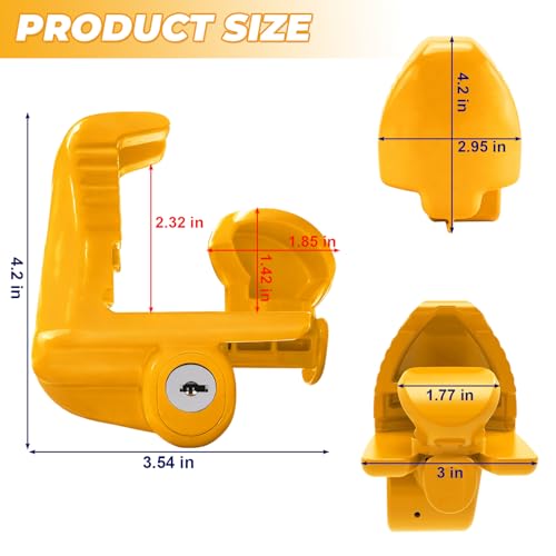 Image of Zinc Alloy Trailer Lock with Keys, Universal Trailer Tongue Lock(Yellow) | Compatible with 1-7 /8 inch, 2 inch, 2-5 /16 inch / 48mm, 51mm, 59mm Couplers, Fits Vehicles, Trailers and RVs