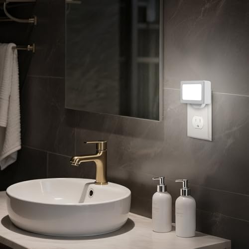 Image of 4-Pack LED Night Light Plug in,Adjustable 180 Swivel Head Daylight 5000K | Dusk to Dawn Auto On /Off,100LM, for Kitchen Counter, Desk, Staircase, Hallway, BathroomNon-Dimmable