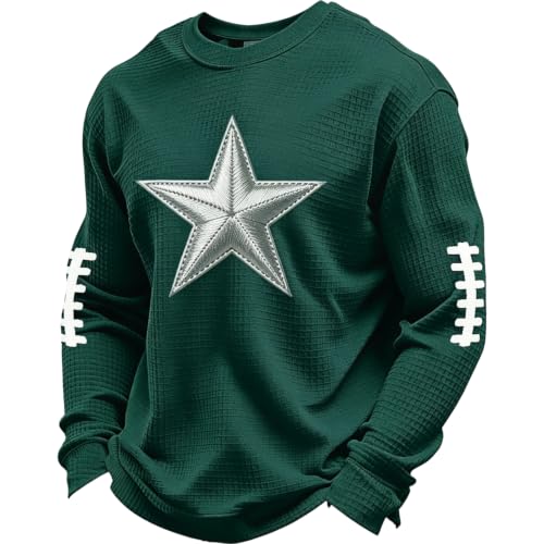 Game Day Sweatshirt Waffle Knit Workout Crew Neck Sweatshirt for Mens