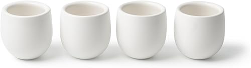 Juego de 4 tazas de café expreso de cerámica de doble pared de 7 onzas, tazas de té de porcelana con cáscara de huevo para bebidas de café, tazas