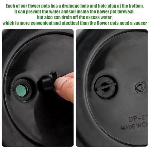 Image of RooTrimmer 3 Pack 11 Inch Plant Pots for Indoor Outdoor,Plastic Floor Planters with Drainage Holes,Lightweight Durable Flower Pots for Home,Patio & Garden(Black)