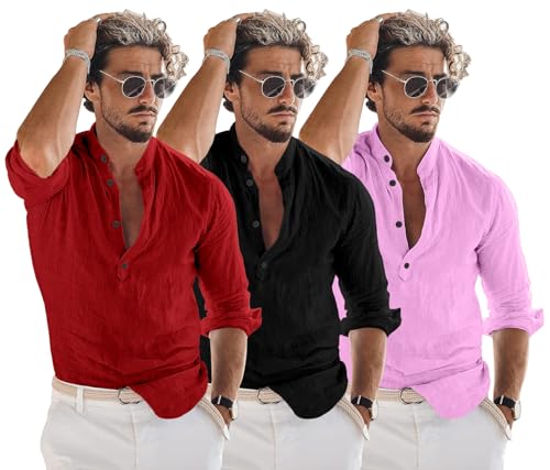 Image of Combo of Men Solid Cotton Blend Straight Kurta Shirt Pack of 2
