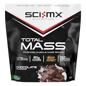 SCI-MX Total Mass – Advanced Muscle Mass Gainer Protein Powder – Muscle Growth & Weight Gain – Chocolate • 32g Protein + 478 Calories per Serving • 2kg