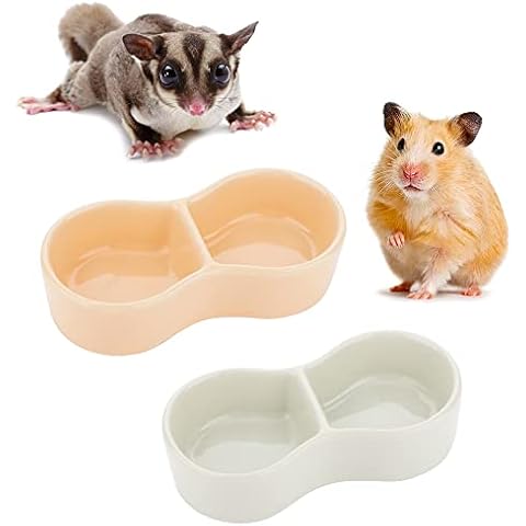 2 Stück Hamster-Keramik-Futternapf, Doppelgitter-Design, Anti-Dreh-Futter- und Wasserschale für Hamster, Igel, Zucker, Rennmäuse Cover