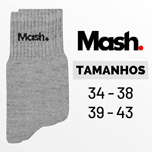 Kit 09 Pares Meias Cano Curto Mash | 6 Preto - 3 Cinza | 39-43 | 202.05_PT01_PT01_PT01_3943_09P