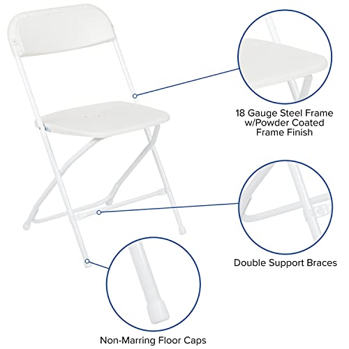 Flash Furniture Hercules Series Plastic Folding Chair - White - 4 Pack 650Lb Weight Capacity Comfortable Event Chair-Lightweight Folding Chair #TOP5