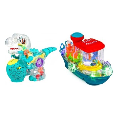ZHFUYS Light-up Transparent Dinosaur Toy for Kids Transparent Gear Boat Toy Cover