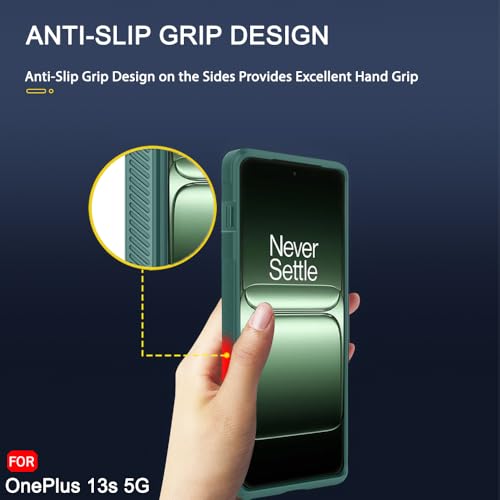 Image of TheGiftKart Liquid Silicon Back Cover Case for OnePlus 13s 5G | Shockproof Military Grade Protection | Micro-Fibre Cloth On Inner Side | Built-in Anti-Slip Grip Back Case for OnePlus 13s (TPU, Green)
