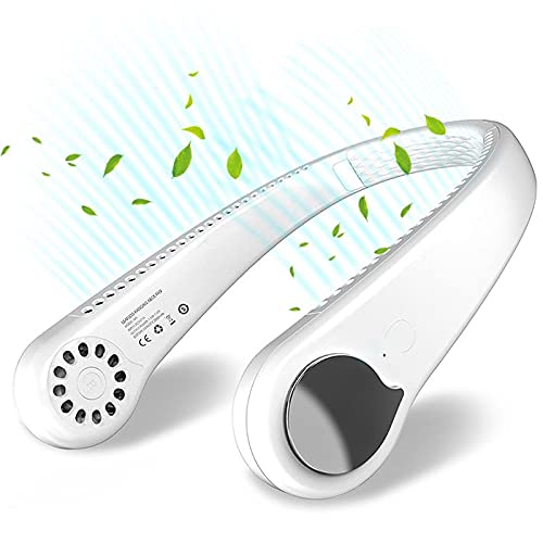 HIKA Hanging Neck Fan, Portable Hand Free Leafless Neckband Fan Adjustable 3 Speeds USB Rechargeable Personal Fan Wearable Cooling Fan for Home Traveling Outdoor Sports (White) HIKA Hanging Neck Fan, Portable Hand Free Leafless Neckband Fan Adjustable 3 Speeds USB Rechargeable Personal Fan Wearable Cooling Fan for Home Traveling Outdoor Sports (White)