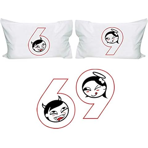 BoldLoft The Funniest Number Couples Pillowcases-Novelty Gifts for Couples Funny Bridal Shower Gift Bachelorette Gifts Honeymoon Gifts for Him and Her Set of 2 Pillowcases 20"x30" White Cover