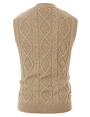 Image of PJ PAUL JONES Mens Cable Knit V Neck Sweater Vest Button Up | Sleeveless, Cardigan Sweater Vests with Pockets, Button Down, Knitted, Patterned, Regular Fit, Vintage, Retro, Dress, Casual