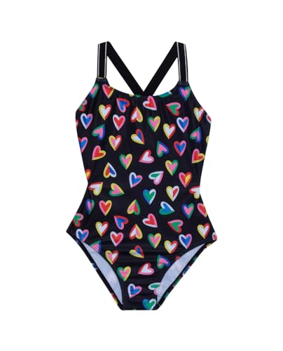 Gottex Girls Kids Toddler and Little Hearts Rainbow Print Colorful One Piece Swimsuit