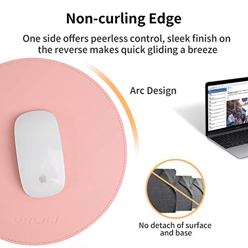 Yxlili Mouse Pad, Double-Sided Mouse Pads Small Round Pu Leather Mouse Mat With Stitched Edge Waterproof Mouse Pads For Wireless Computer Mouse For Office Home Gaming Working #TOP3