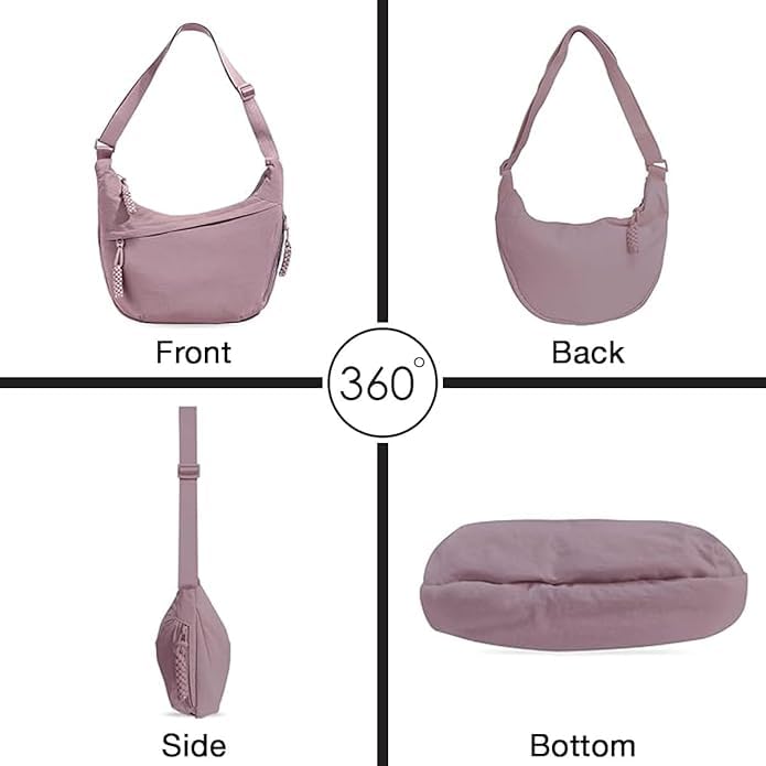 Image of Stvin Crossbody Travel Sling Bags for Women and Men, Crescent Shoulder Purse Bag with Zipper & Adjustable Strap, Half - Moon Shaped Waist Bag, Unisex Chest Bag - Nylon Fabric