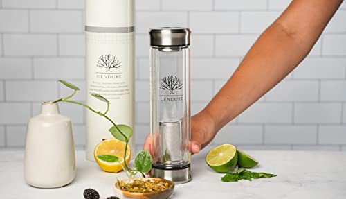 UEndure Tea Infuser - Tea Tumbler Tea Cup With Loose Leaf Tea Strainer - Travel Teapot - Glass Water Bottle - 14 Ounces