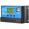 30A Solar Charge Controller, 12V/24V Dual USB Solar Panel Battery Intelligent Regulator with LCD Display, PWM Auto Parameter Adjustable, Timer Setting, Multiple Load Control Modes