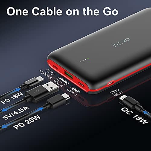 OKZU 10000mAh Fast Charging Portable Power Bank, 22.5W QC 4.0 & PD 3.0 Type C Powerbank, USB C Portable Charger, External Battery Pack for iPhone 13 12 X Pro iPad Samsung Galaxy S21 S20 Mobile Phone