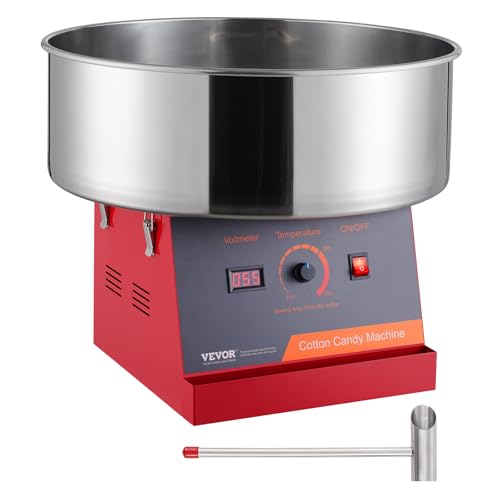 VEVOR Cotton Candy Machine Commercial, 1000W Electric Floss Maker with Stainless Steel Bowl, Sugar Scoop, Storage Drawer, Perfect for Home, Carnival, Kids Birthday, Family Party, Red by VEVOR - Used condition - US$105.36