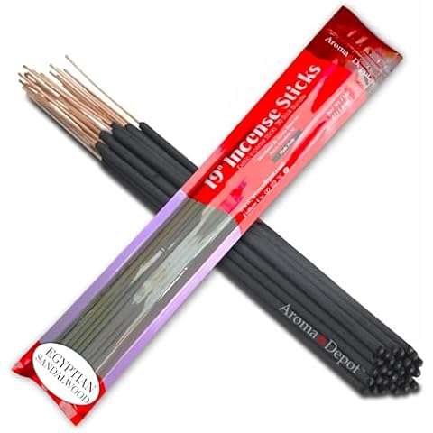 Aroma Depot Egyptian Sandalwood 19'' Incense Sticks Jumbo. Approx 27 to 30 Sticks Per Bundle. 19 Inch Extra Large, Each Natural Stick Burns for 3 to 4 Hours. Most Exotic Long-Lasting Fragrance. Cover