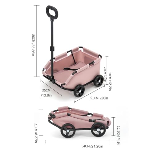 kamulouk Houndewagen MIT 4 Räder, Klappbare Kleine Hunderebuggy, Hunderbuggy bis 10 kg für Reissen Eininkaufen Gehen Spieler Rosa