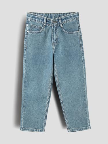 Image of Urbano Juniors Boy's Loose Baggy Fit Washed Denim Jeans Stretchable
