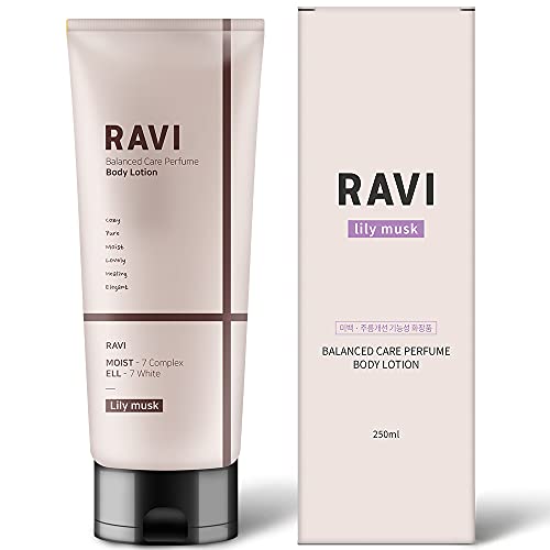 JJlivingJJlivingRAVI Balanced Care Moisturizing Perfume Body Lotion for All Skin Types, 8.5 fl oz, Lily Musk, Non greasy, Fast absorbing, All EWG Green Natural Ingredients Fragrance