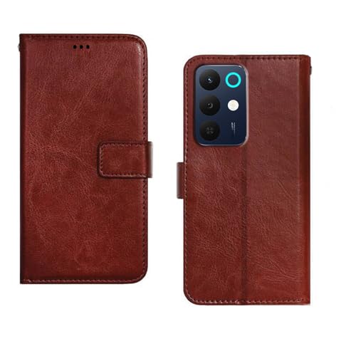 Image of amazon basics Realme 15X 5G Flip Cover | Card Pockets Wallet & Stand | Flip Cover for Realme 15X 5G (Brown)