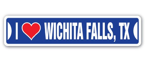 SignMission I Love Wichita Falls, Texas Street Decal tx City State us Wall Road décor Gift