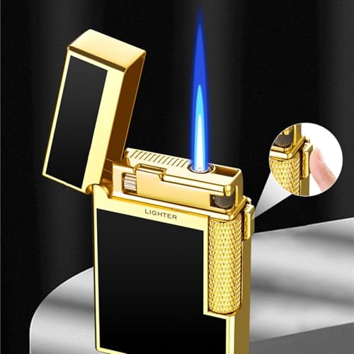Encendedor resistente al viento con llama doble regulable y resistente cuerpo metálico 3