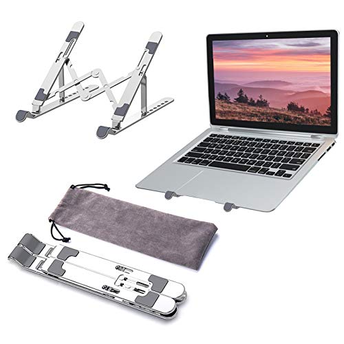 Leeofty Suporte portátil para laptop de liga de alumínio dobrável, suporte ergonômico para notebook e computador de mesa com 7 níveis de ajuste de altura para laptop e tablet em até 15,6 polegadas  