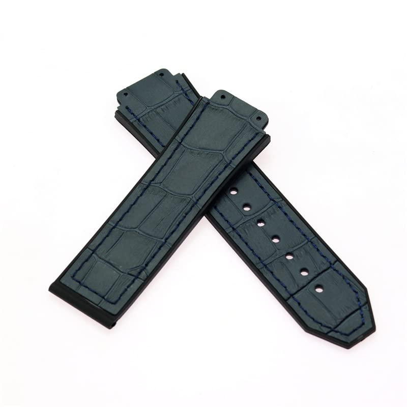 Bande de montre en caoutchouc silicone noir 25x19mm avec boucle slub gris