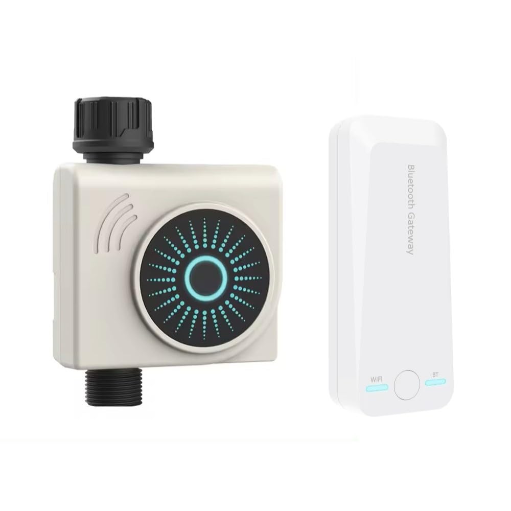 Timer di irrigazione intelligente WiFi e Bluetooth con Gateway, 1 zona, programmatore automatico per rubinetto, controllo app, compatibile Alexa e Google, Rain Delay.