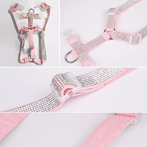 MeiAOBest Hundegeschirr mit reflektierendem Strass, kein Ziehen, verstellbar, mit D-Ring, Haustiergeschirr für kleine mittelgroße Hunde, Größe M, Rosa