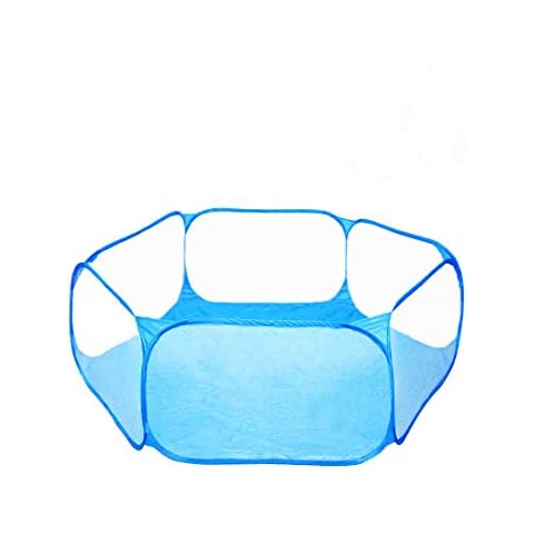 Blue Portable Small Animal Playpen,Foldable Hamster Fences Pet Cage Tent Pop-Up Yard Fences Play Pen for Guinea Pig Hamster Rabbits Chinchillas Hedgehogs Cover