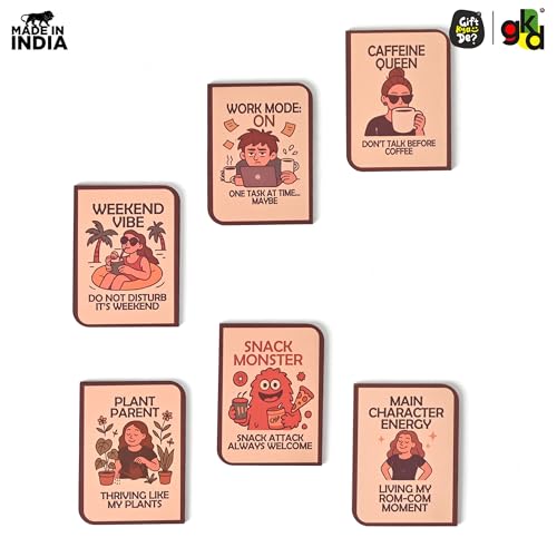 Image of GKD Wooden Fridge Magnet Set - Pack of 6 | Quirky Wooden Fridge Magnets - Fun Motivational Quotes for Home, Office, Work Desk, Students & Gifting | Funky & Aesthetic Decor (Quirky Fun)