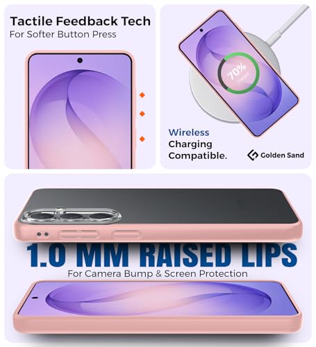 Image of Golden Sand for Samsung Galaxy S26 5G - Rugged Frosted Semi Transparent PC Shock Proof Slim Back Case for Samsung Galaxy S26, Pink