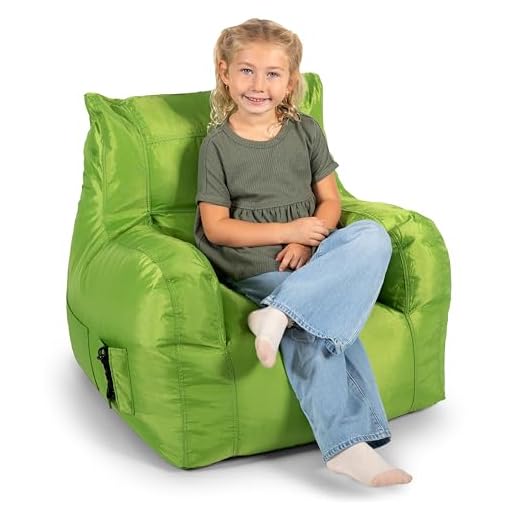 Big Joe Dorm Bean Bag Chair with Drink Holder and Pocket, Spicy Lime Smartmax, 3ft
