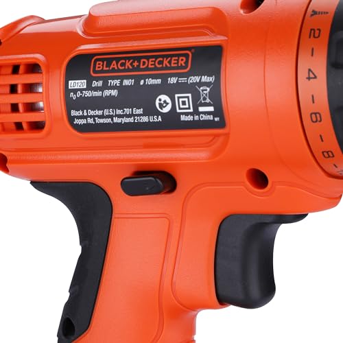 Black+Decker LD120VA 20V Max Powereconnect Cordless Drill/Driver + 30 Piece Bits And Drivers Kit  thumb #10