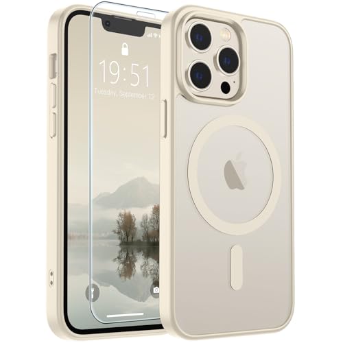 Image of SUPFINE Magnetic for iPhone 12 Pro Max Case (Compatible with MagSafe) (Military Grade Drop Protection) Slim Translucent Matte Shockproof with Anti-Fingerprint Phone Case,Antique White